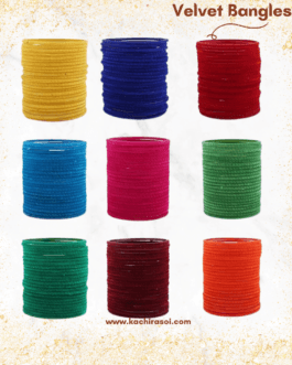 Multi Color Metal Velvet Bangle |12 velvet Set – Kachi Rasoi