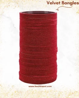 Red Velvet Metal Bangles | Plain Velvet 1 Set – Kachi Rasoi