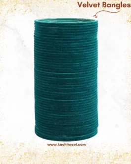 Teal Blue Velvet Metal Bangle | Stylish Set – Kachi Rasoi