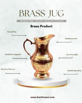 Brass Jug | Kachi Rasoi | Handcrafted Pure Brass Jar 1L