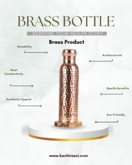 Brass Bottle | Pure Water Bottle 1 Litre | Kachi Rasoi 17.8 cm