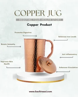Copper Jug | Kachi Rasoi | 100% Pure, Durable | 2 Ltr