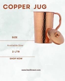 Copper Jug | Kachi Rasoi | 100% Pure, Durable | 2 Ltr