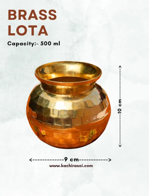 Pure Brass Lota | Authentic Pital Lota | Kachi Rasoi 500 ML - Image 2