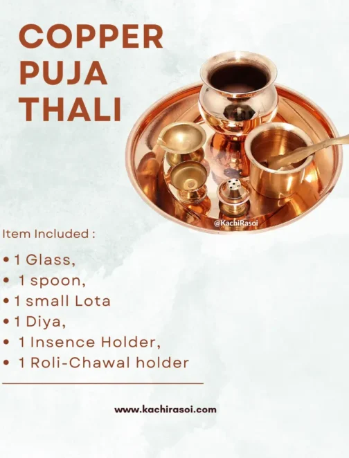 Copper Puja Thali| 100% Natural Plate | Kachi Rasoi - Image 4